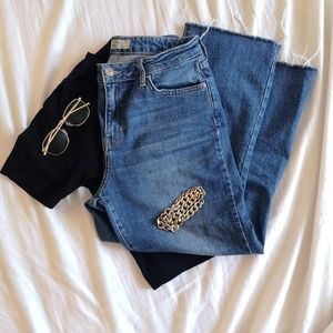 Sz 30 Dree Top Shop Medium Blue Crop Jeans w Fray